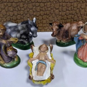 Presepe completo di 20 pezzi in gesso cm 17