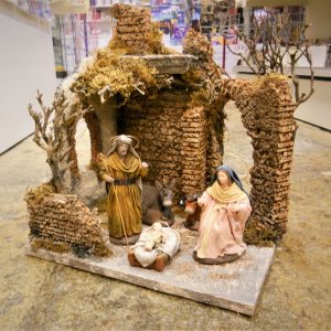 Presepe 12 pezzi in gesso e stoffa spagna cm 14